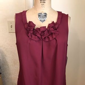 New Burgundy Floral Rosette Camisole Top M